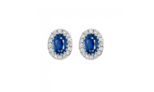 Gems One 14Kt White Gold Diamond (1/5Ctw) & Sapphire (7/8 Ctw) Earring