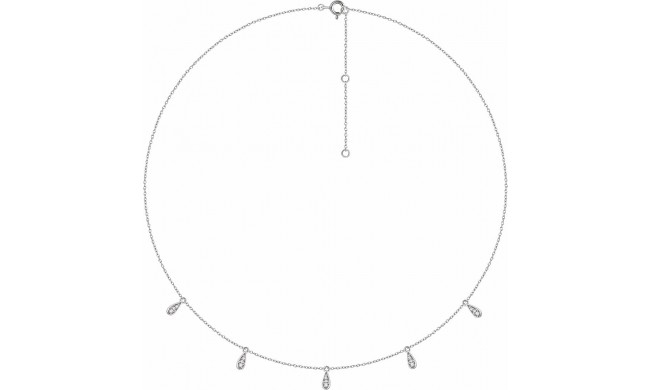 14K White 1/10 CTW Diamond 5-Station 16-18 Necklace