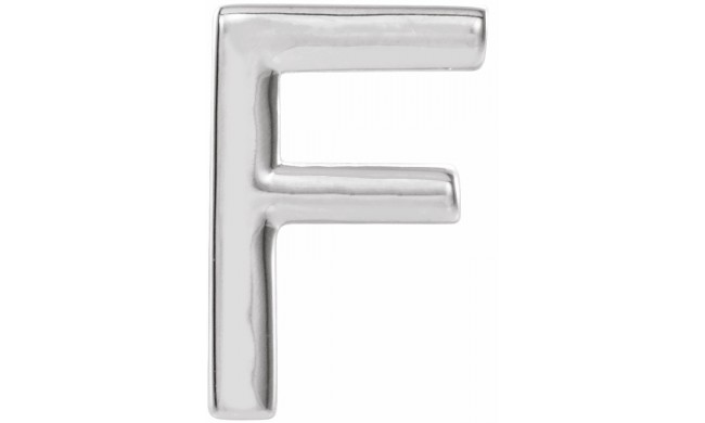 14K White Single Initial F Earring