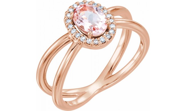 14K Rose Morganite & .08 CTW Diamond Ring