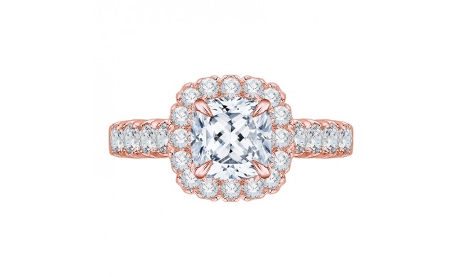 Shah Luxury 14K Rose Gold Cushion Cut Diamond Halo Engagement Ring (Semi-Mount)