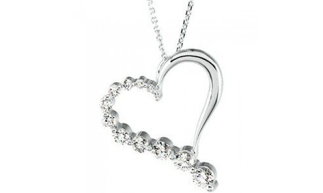 14K White 1 CTW Diamond Journey Heart 18 Necklace