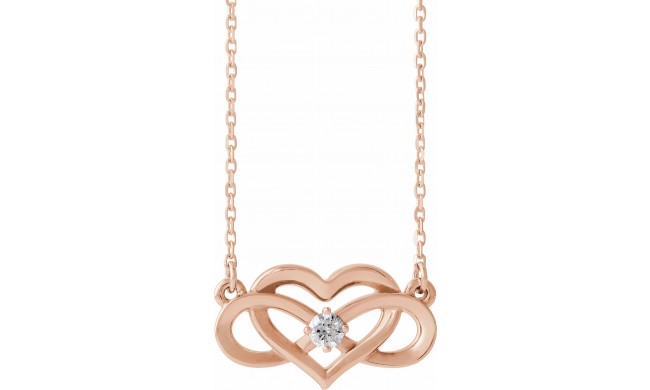 14K Rose 1/10 CTW Diamond Infinity-Inspired Heart 16-18 Necklace