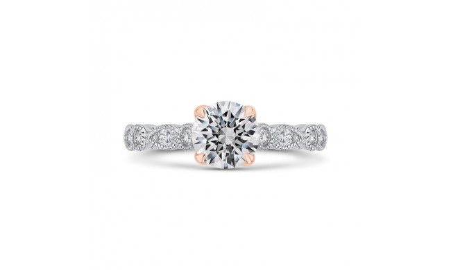 Shah Luxury 14K Two-Tone Gold Round Diamond Engagement Ring (Semi-Mount)