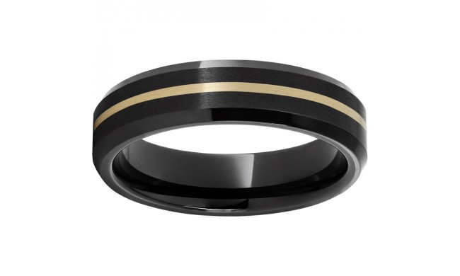 Black Diamond Ceramic Beveled Edge Band with a 1mm 18K Yellow Gold Inlay