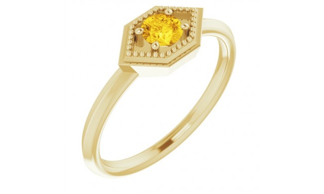 14K Yellow Sapphire Geometric Ring