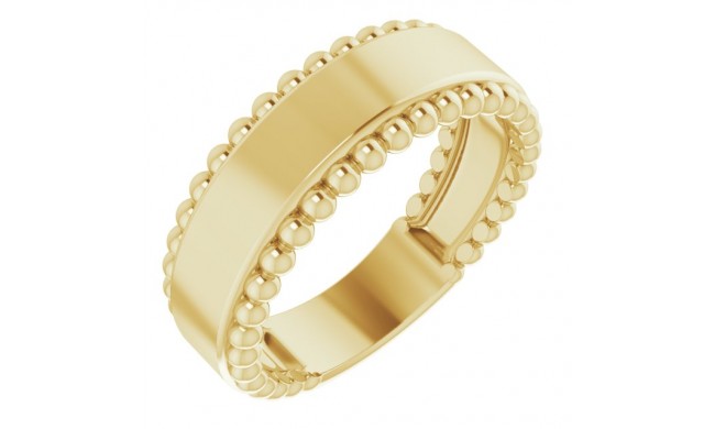 14K Yellow Engravable Beaded Ring