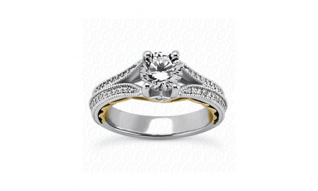 14k White Gold Diamond Semi-Mount Antique Engagement Ring