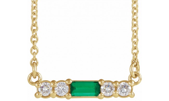 14K Yellow Emerald & 1/5 CTW Diamond 18 Necklace