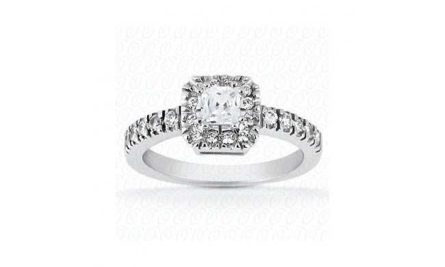 14k White Gold Diamond Semi-Mount Halo Engagement Ring