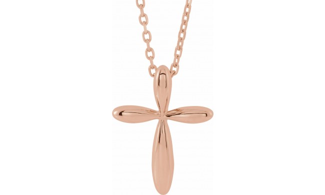 14K Rose 14.65x11.2 mm Cross 16-18 Necklace