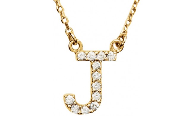 14K Yellow Initial J 1/8 CTW Diamond 16 Necklace