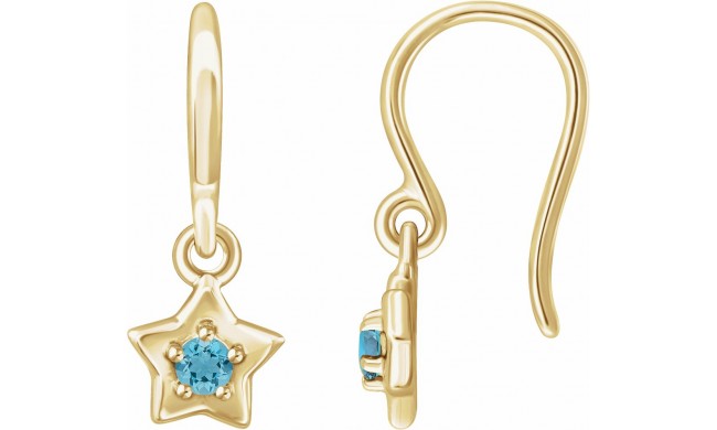 14K Yellow 3 mm Round March Youth Star Birthstone Earrings