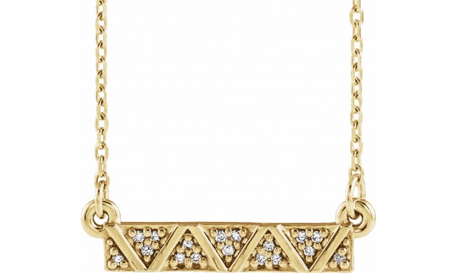 14K Yellow .05 CTW Diamond Geometric Bar 16-18 Necklace