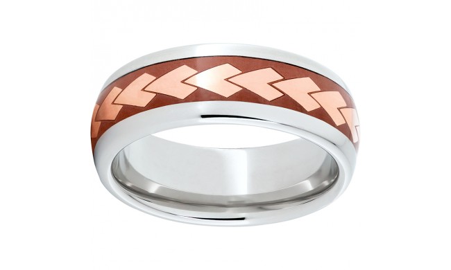 Serinium Domed Band with Copper Inlay and Arrow Laser Engraving
