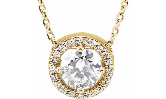 14K Yellow 1/2 CTW Diamond Halo-Style 16 Necklace