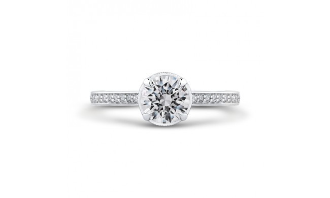 Shah Luxury Round Diamond Engagement Ring In 14K White Gold (Semi-Mount)