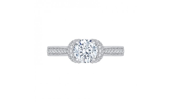 Shah Luxury 14K White Gold Round Diamond Cathedral Style Engagement Ring (Semi-Mount)