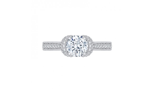 Shah Luxury 14K White Gold Round Diamond Cathedral Style Engagement Ring (Semi-Mount)