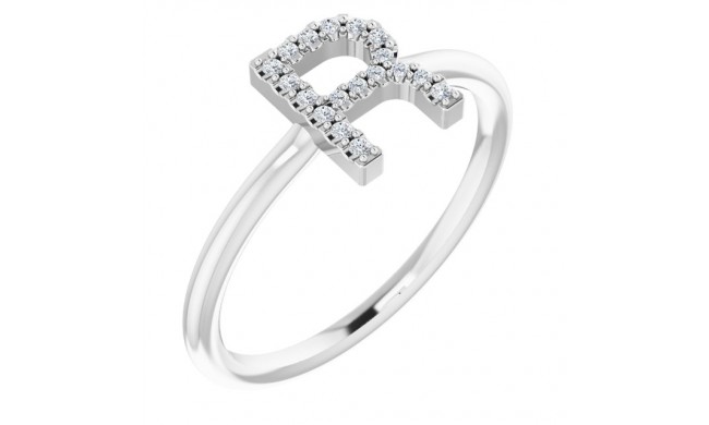 14K White .06 CTW Diamond Initial R Ring