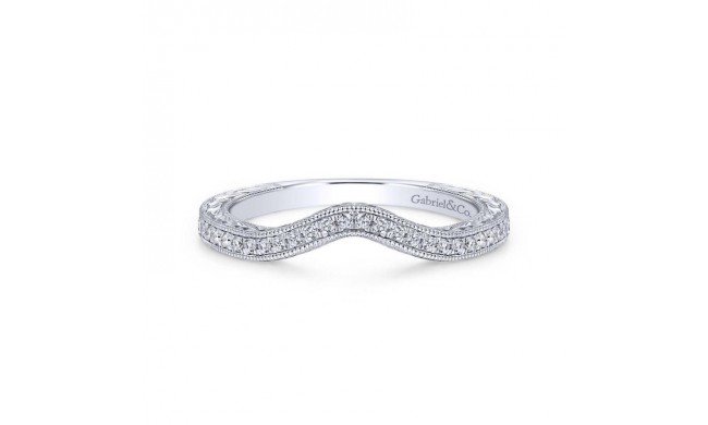 Gabriel & Co. 14k White Gold Victorian Curved Wedding Band