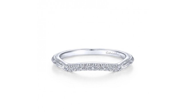 Gabriel & Co. 14k White Gold Victorian Curved Wedding Band