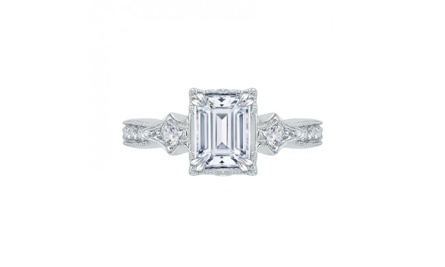Shah Luxury Emerald Diamond Vintage Engagement Ring In 14K White Gold (Semi-Mount)