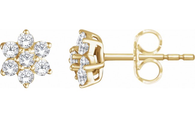 14K Yellow 3/8 CTW Diamond Flower Earrings