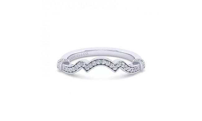 Gabriel & Co. 14K White Gold Victorian Curved Wedding Band