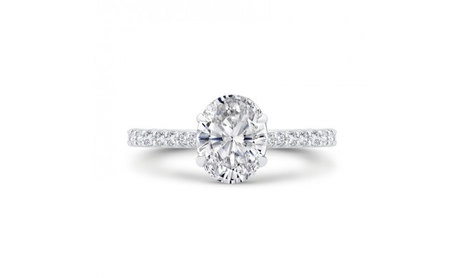 Shah Luxury 14K White Gold Oval Diamond Engagement Ring (Semi-Mount)