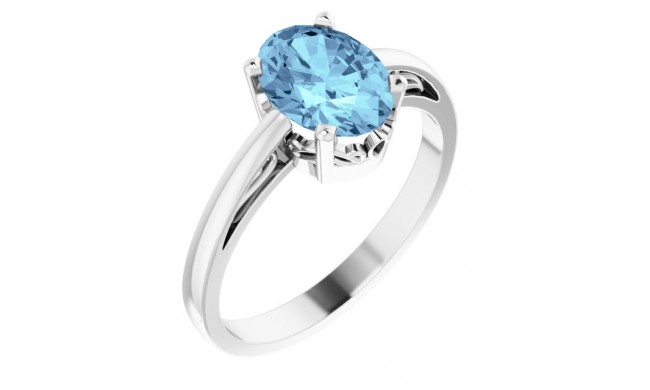 14K White Aquamarine Ring