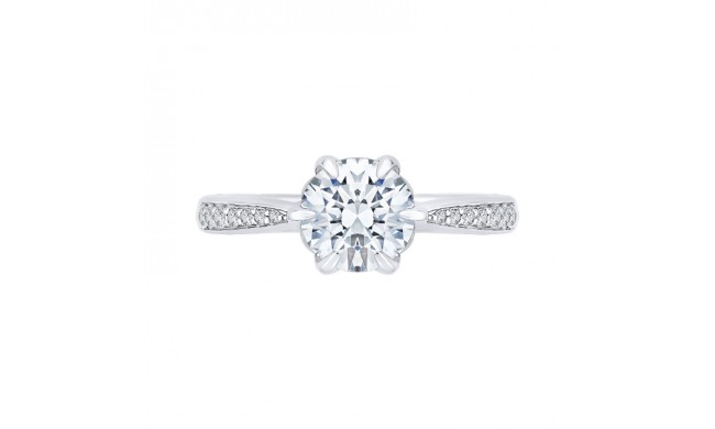 Shah Luxury 14K White Gold Round Diamond Floral Engagement Ring (Semi-Mount)