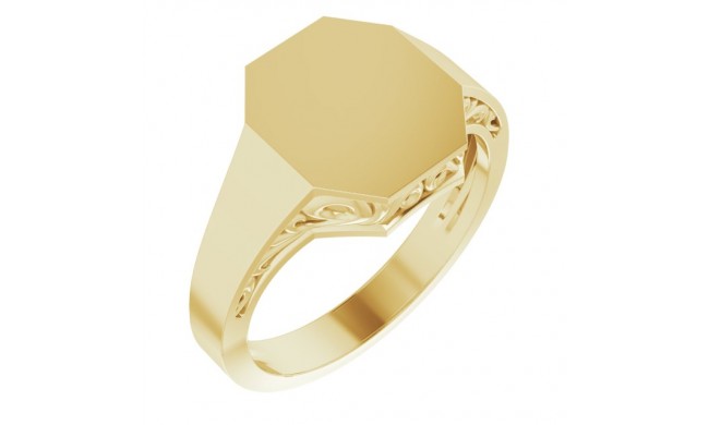 14K Yellow 13x12 mm Octagon Signet Ring