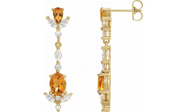 14K Yellow Citrine and 3/4 CTW Diamond Earrings
