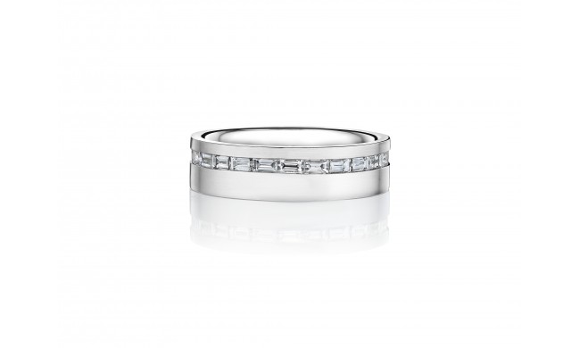 Henri Daussi 6mm Men's Wedding Band MB136 14k Gold White 1.27 Ctw