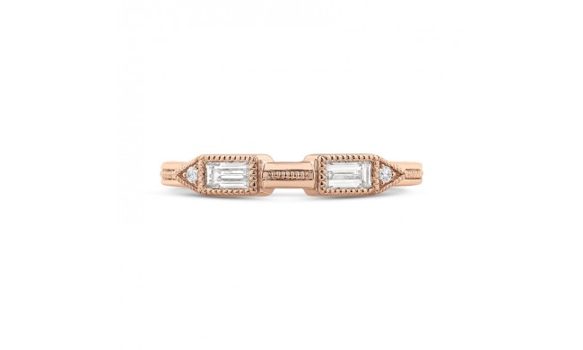 Shah Luxury 14K Rose Gold Round and Baguette Diamond Wedding Band