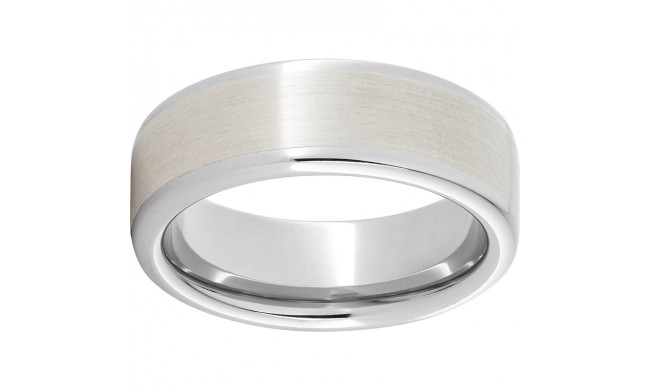 Serinium Pipe Cut Band with a 5mm Sterling Silver Inlay and Satin Finish