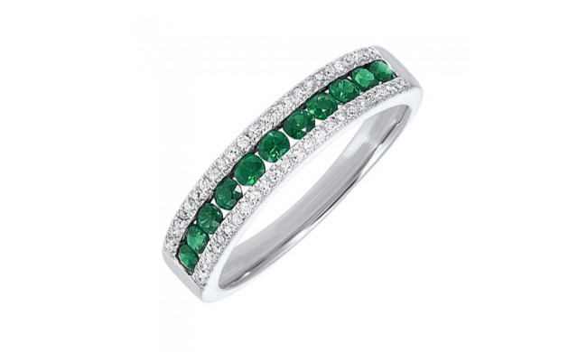 Gems One 14Kt White Gold Diamond (1/8Ctw) & Emerald (1/2 Ctw) Ring