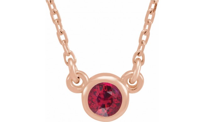 14K Rose 3 mm Round Ruby Bezel-Set Solitaire 16 Necklace