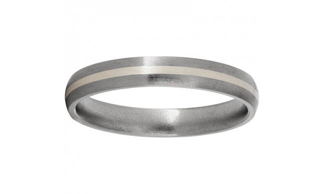 Titanium Domed Band with a 1mm Sterling Silver Inlay and Satin Finish