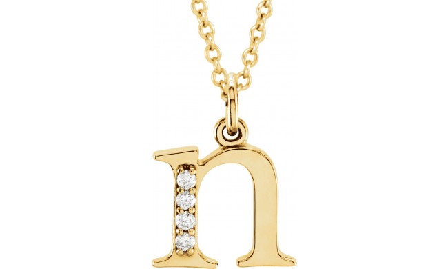 14K Yellow .02 CTW Diamond Lowercase Initial n 16 Necklace