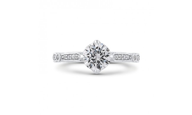 Shah Luxury 14K White Gold Round Diamond Engagement Ring (Semi-Mount)