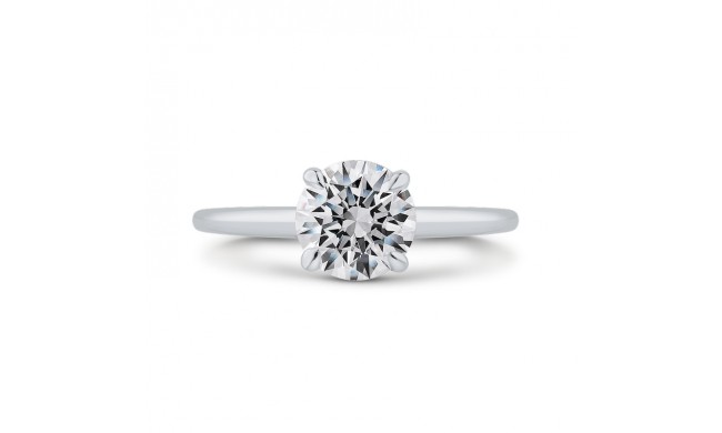 Shah Luxury 14K White Gold Round Diamond Solitaire Plus Engagement Ring with Milgrain (Semi-Mount)