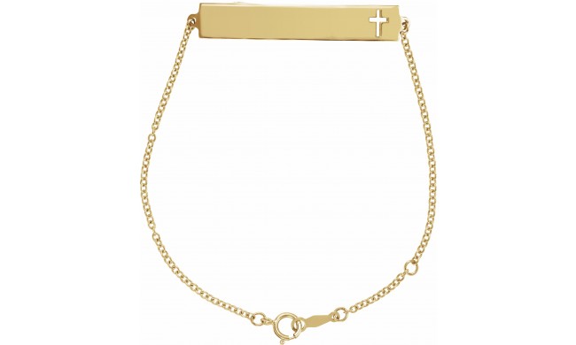 14K Yellow Pierced Cross Bar 6 1/2-7 1/2 Bracelet