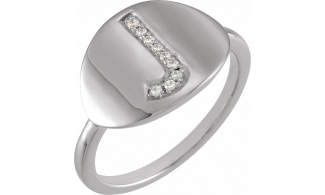 14K White Initial J .05 CTW Diamond Ring