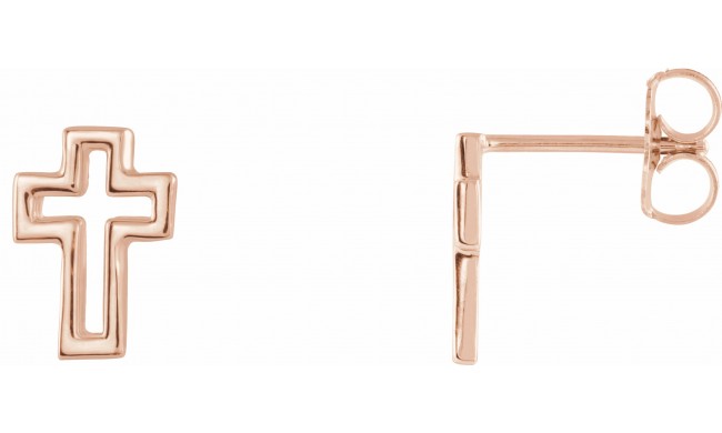 14K Rose Open Cross Earrings