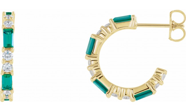 14K Yellow Emerald & 1/2 CTW Diamond Earrings