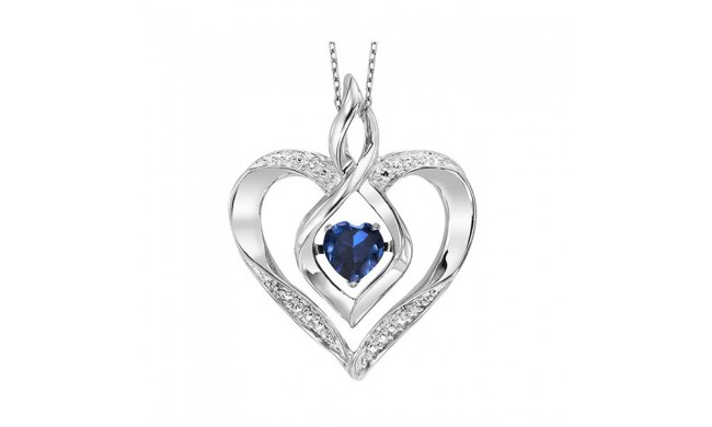 Gems One Silver Diamond (1/50 Ctw) & Created Sapphire (1/4 Ctw) Pendant