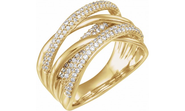 14K Yellow 1/2 CTW Diamond Criss-Cross Ring