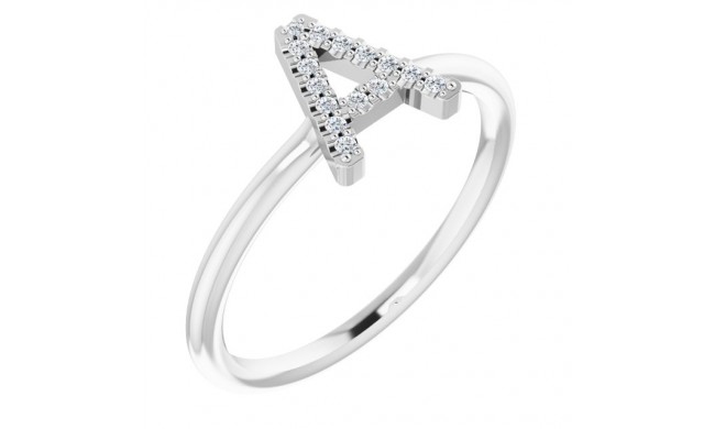 14K White .06 CTW Diamond Initial A Ring